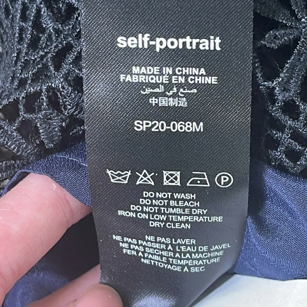 Self Portrait Spiral Panel Lace Midi Dress Navy Blue US Size 6 NEW - Picture 11 of 13